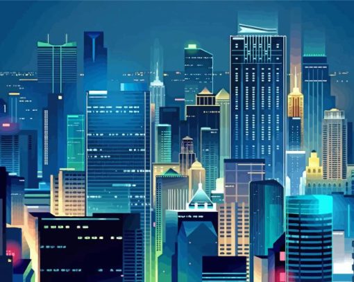 Modern City Buildings Diamond Painting