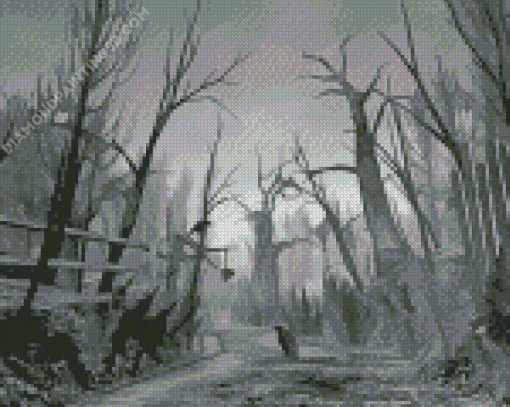 Monochrome Creepy Forest Art Diamond Painting