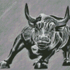 Monochrome Wall Street Bull Art Diamond Painting