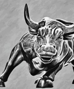 Monochrome Wall Street Bull Art Diamond Painting