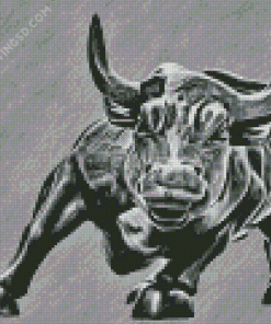 Monochrome Wall Street Bull Art Diamond Painting