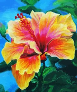 Orange Hibiscus Plant Art Diamond Painting