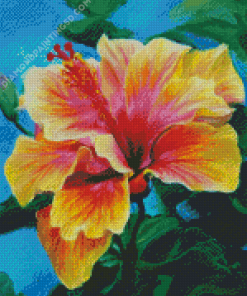 Orange Hibiscus Plant Art Diamond Painting