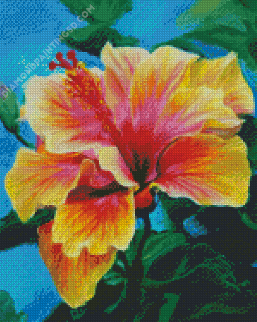 Orange Hibiscus Plant Art Diamond Painting