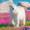 Polar Bear In Flowers Field Diamond Painting