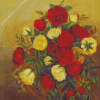 Red And Yellow Roses Basket Diamond Painting