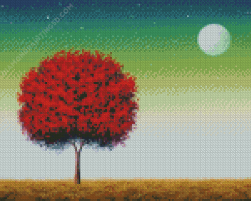 Red Tree Art Diamond Painting