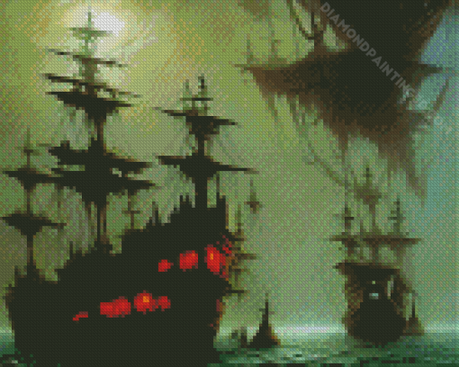 Scary Sailboat Ghost Art Diamond Painting