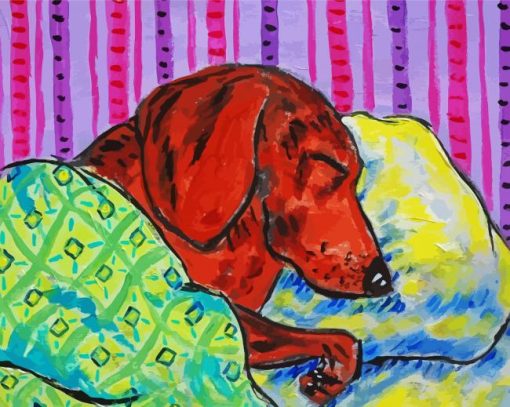 Sleeping Dachshund Diamond Painting