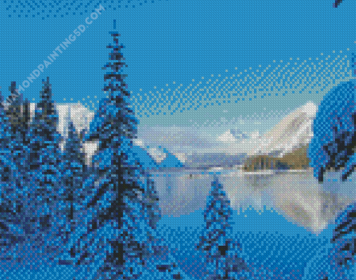 Snowy Rawson Lake Alberta Diamond Painting