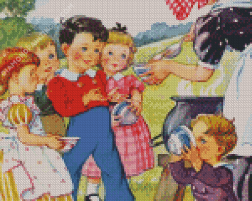 Vintage Children Eating Diamond Painting