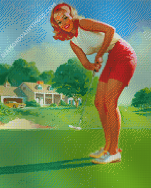 Vintage Pin Up Golf Lady Diamond Painting