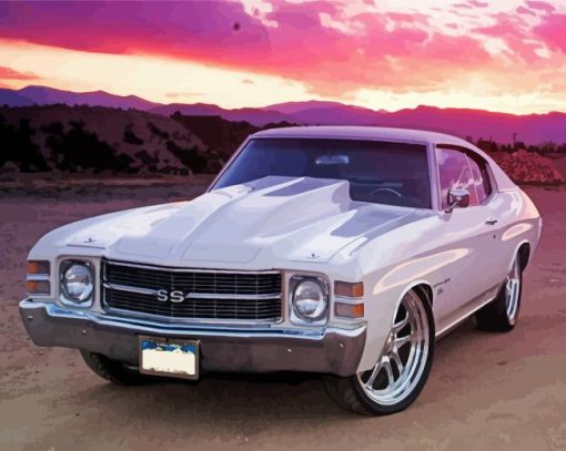 White Chevy Chevelle SS Diamond Painting