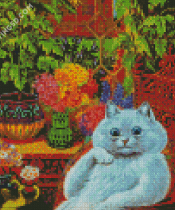 White Cat In Garden Diamond Painting