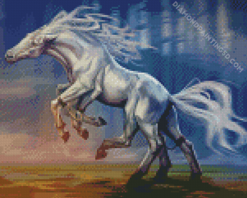 White Sleipnir Horse Art Diamond Painting