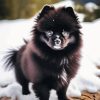 Black Pomeranian in Snow Diamond Painting