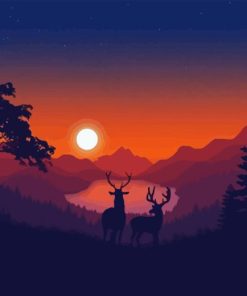 Deer Landscape Diamond Painting