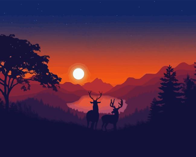 Deer Landscape Diamond Painting