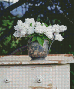 Flowers in A Silver Pitcher Diamond Painting