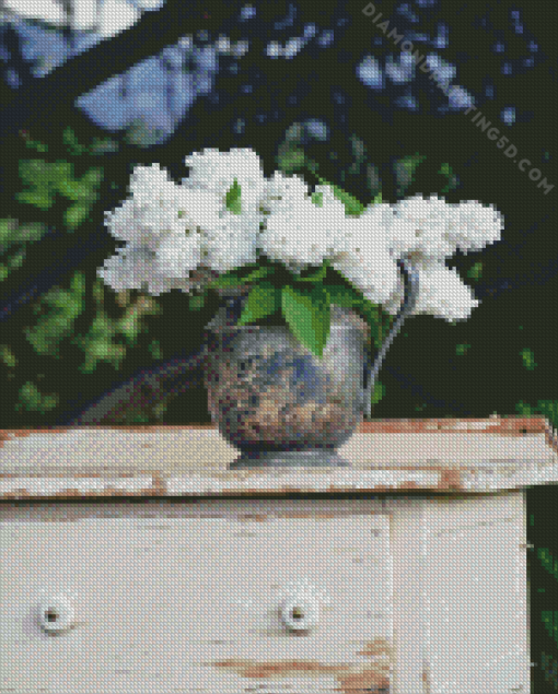 Flowers in A Silver Pitcher Diamond Painting