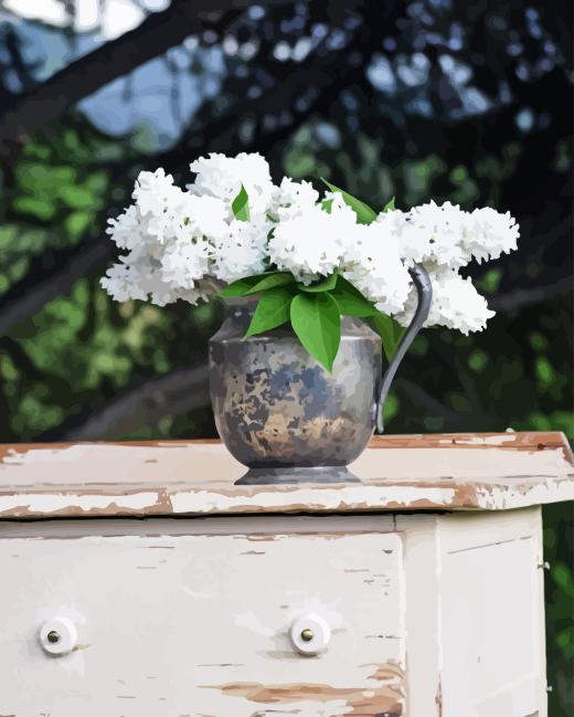 Flowers in A Silver Pitcher Diamond Painting