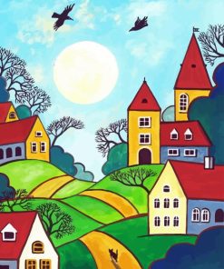 Folk Art Houses Diamond Painting