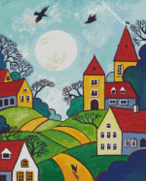 Folk Art Houses Diamond Painting