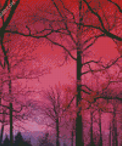 Forest Pink Tree Diamond Painting