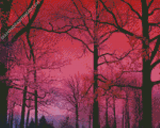 Forest Pink Tree Diamond Painting