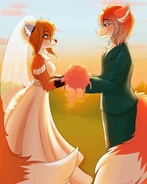 Fox Couple Wedding Diamond Painting