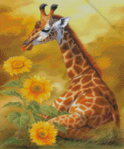 Giraffe and Sunflower Diamond Painting