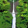 Illustration Multnomah Falls Diamond Painting