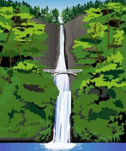 Illustration Multnomah Falls Diamond Painting