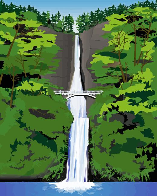 Illustration Multnomah Falls Diamond Painting