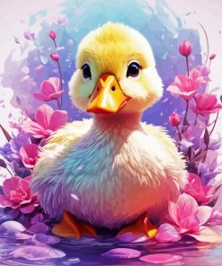 Little Duck And Flowers Diamond Painting