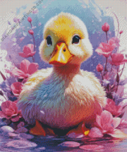 Little Duck And Flowers Diamond Painting