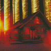 Log Cabin Sunset Diamond Painting