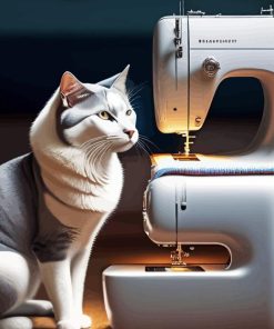 Sewing Machine With Cat Diamond Painting