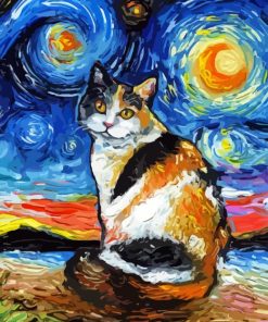 Starry Night Cat Diamond Painting