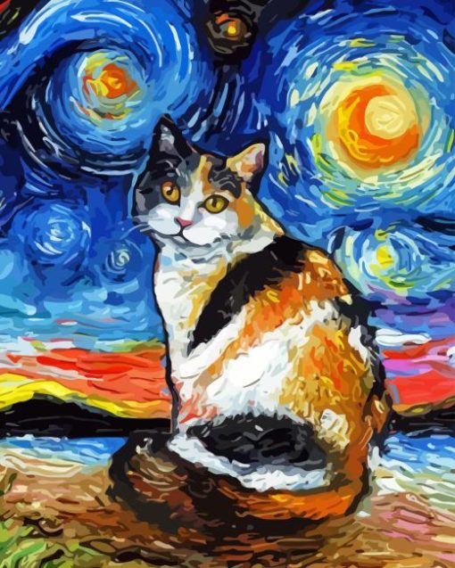 Starry Night Cat Diamond Painting