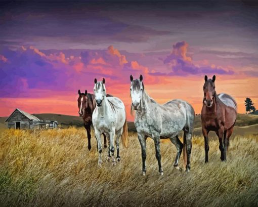 Western Horses Diamond Painting