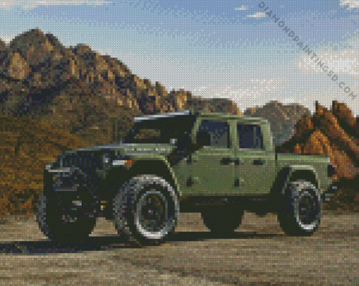 Green Jeep Diamond Painting