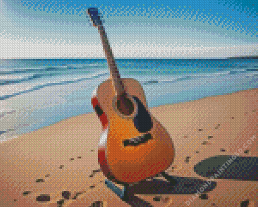 Guitar Seaside Diamond Painting