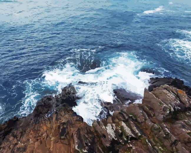 Waves Over Rock Diamond Painting