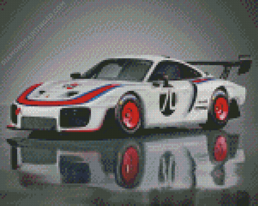 White Porsche Racing Diamond Painting