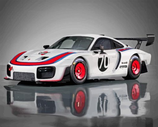 White Porsche Racing Diamond Painting