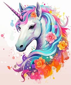 White Unicorn Head Diamond Painting