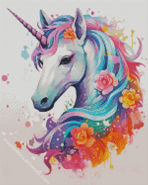 White Unicorn Head Diamond Painting