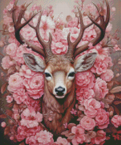 Pink Floral Deer Diamond Painting