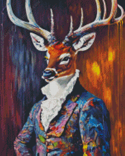 Vintage Deer Wearing Clothes Diamond Painting